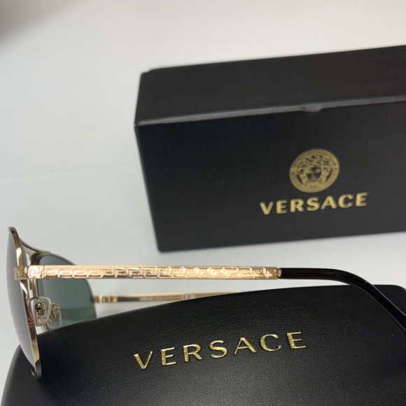 Versace Gold Frame Sunglasses with Green Lenses